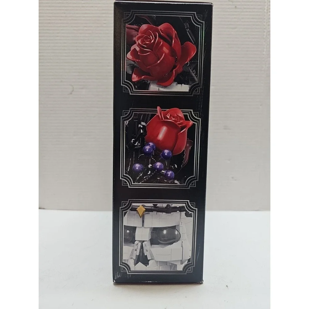 Skull Roses Flowers Building Set for Adults, Gothic Horror Skeleton